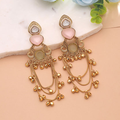 Multi Color Long Kashmiri Earrings Featuring Traditional Designer Jewelry Collection