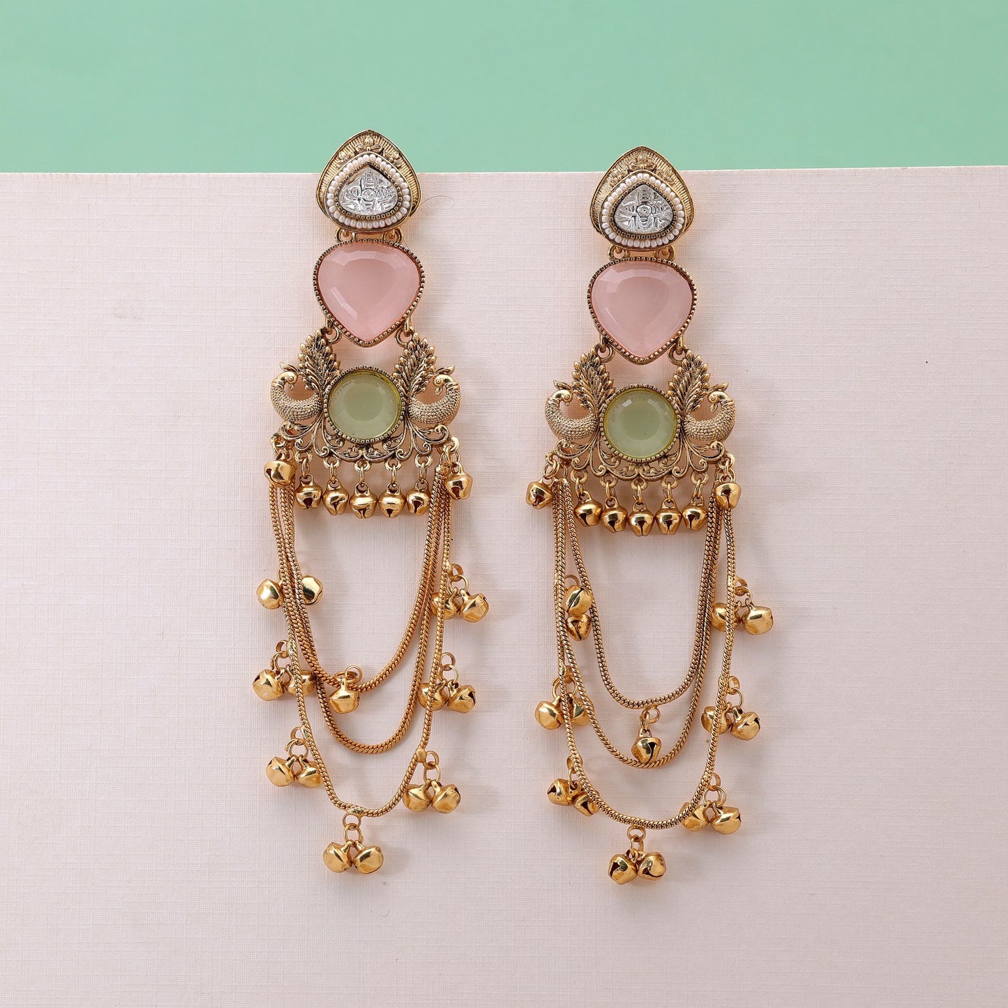 Multi Color Long Kashmiri Earrings Featuring Traditional Designer Jewelry Collection
