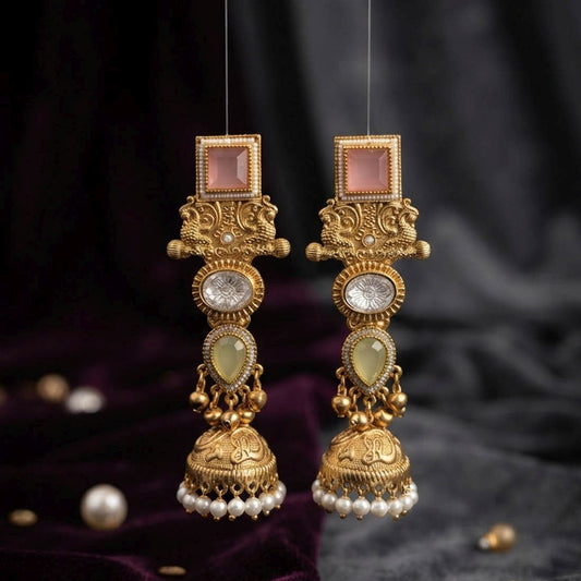 Multi Color Kashmiri Jhumka with Vibrant Traditional Detailing and Beautiful Indian Ethnic Jewellery Appeal