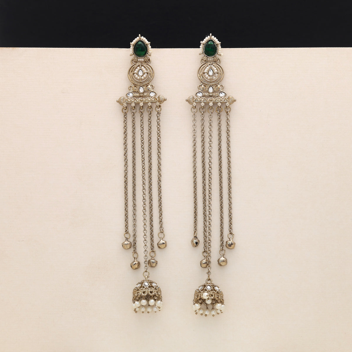Lush Forest Green Color Long Kashmiri Earrings Perfect For Traditional Ethnic Sarees