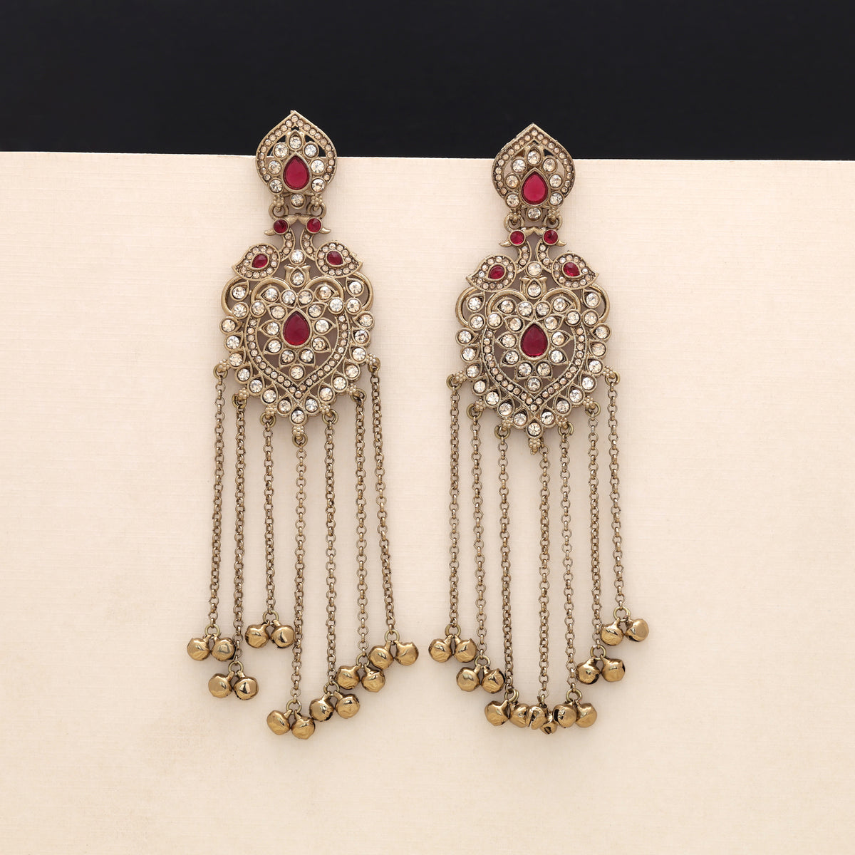 Lovely Rose Pink Color Long Kashmiri Earrings Created For Special Occasion Function Outfits