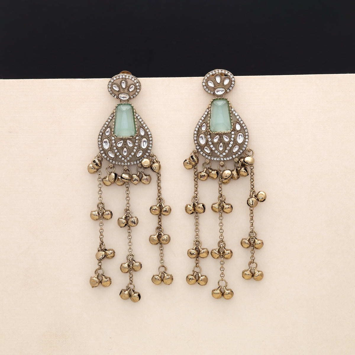 Soothing Sky Blue Color Long Kashmiri Earrings Created For Contemporary Ethnic Outfits