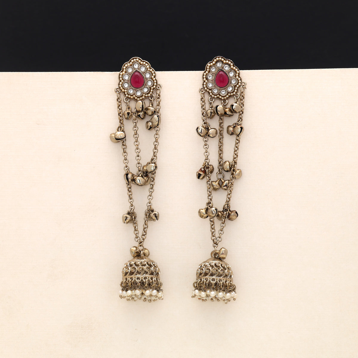 Regal Velvet Purple Color Long Kashmiri Earrings Specially Crafted For Eveningwear