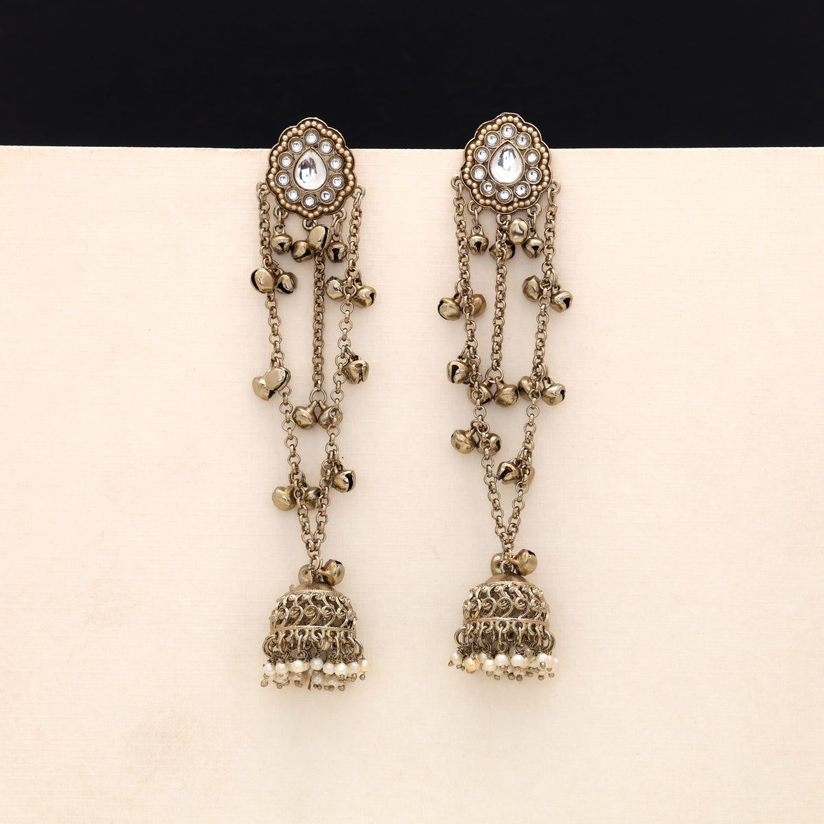 Pure Pearl White Color Long Kashmiri Earrings Created Specially For Traditional Wear
