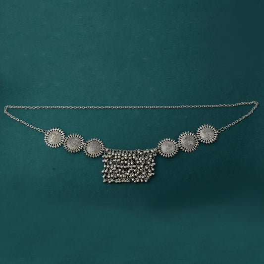 Adjustable Silver Color Oxidised Kamarband With Antique Tribal Look