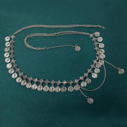 Classic Silver Color Oxidised Kamarband For Sarees And Traditional Wear