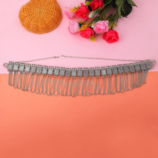 Schweres Design Silberfarbenes oxidiertes Kamarband für Braut-Taillenaccessoires