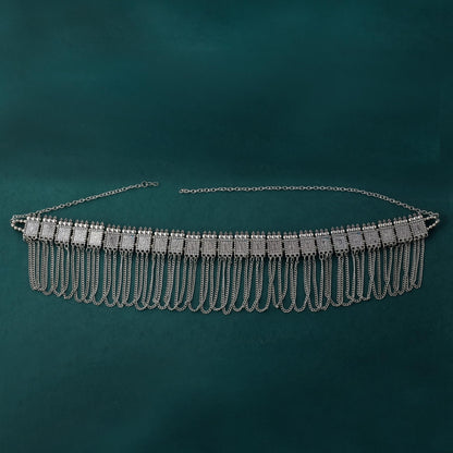 Schweres Design Silberfarbenes oxidiertes Kamarband für Braut-Taillenaccessoires