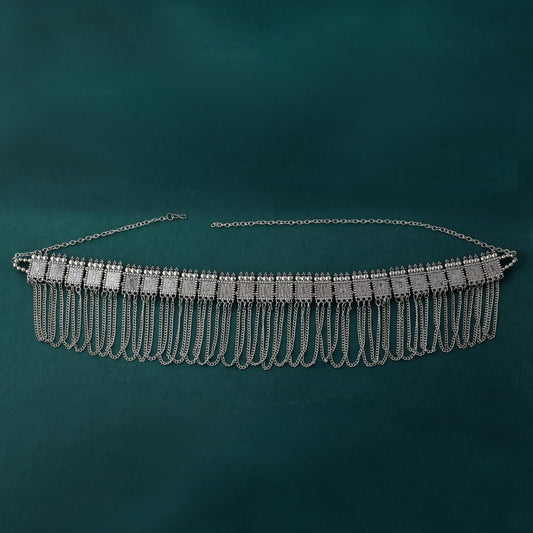 Schweres Design Silberfarbenes oxidiertes Kamarband für Braut-Taillenaccessoires