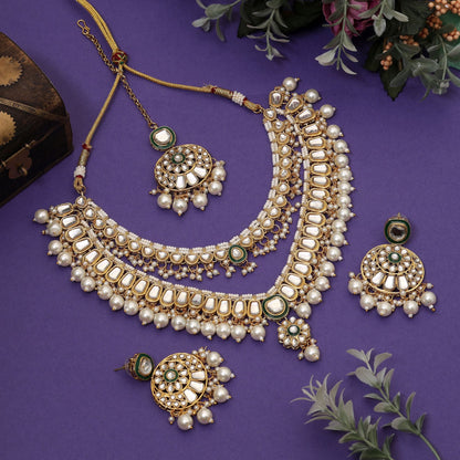 Gorgeous White Color Meena Work Kundan Necklace Set Designed For Brides And Bridal Jewelry Styling