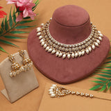 Premium White Color Kundan Necklace Set With Exquisite Traditional Indian Jewellery