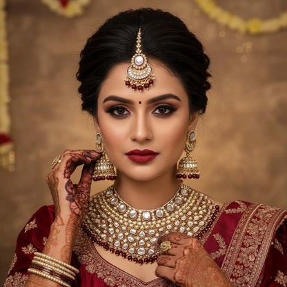 Royal Maroon Color Kundan Necklace Set Perfect For Brides And Festive Jewellery Looks