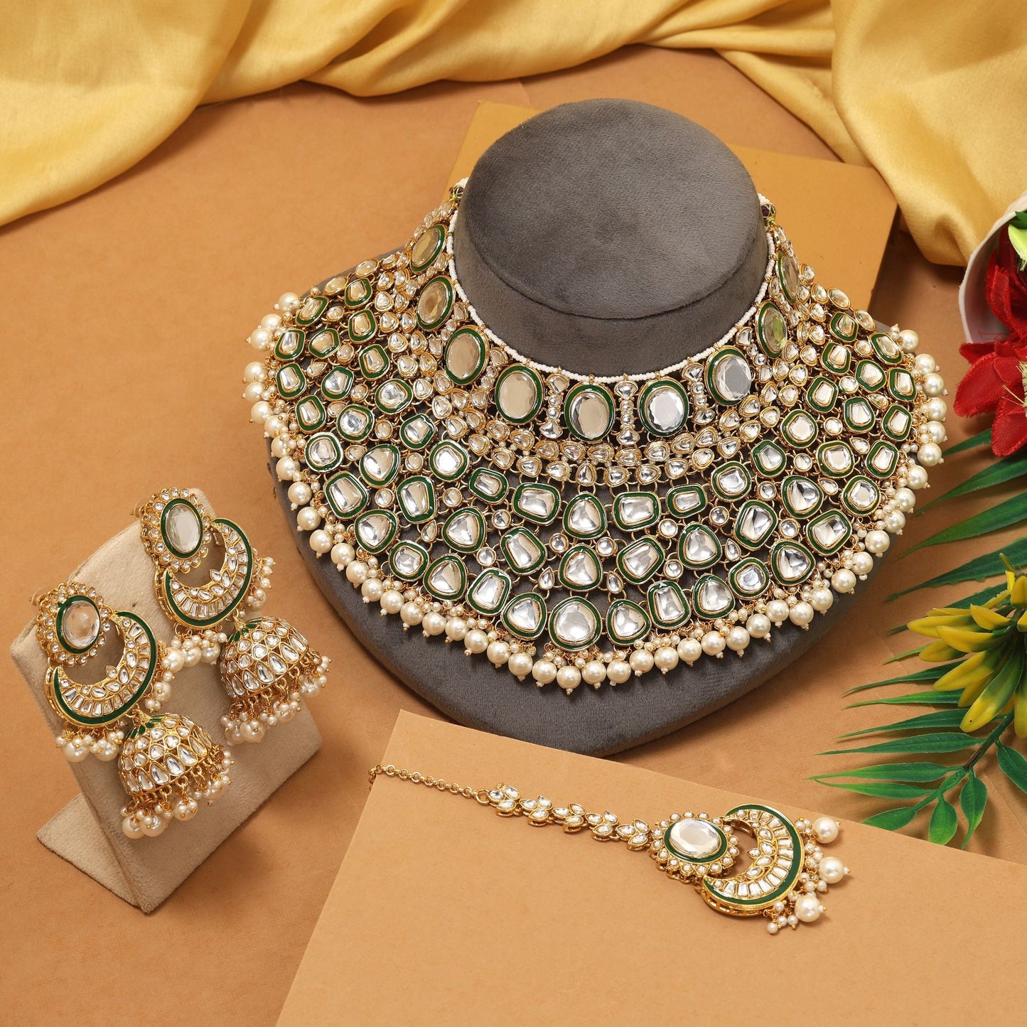 Elegant White Color Kundan Necklace Set With Wedding Jewellery And Ethnic Design