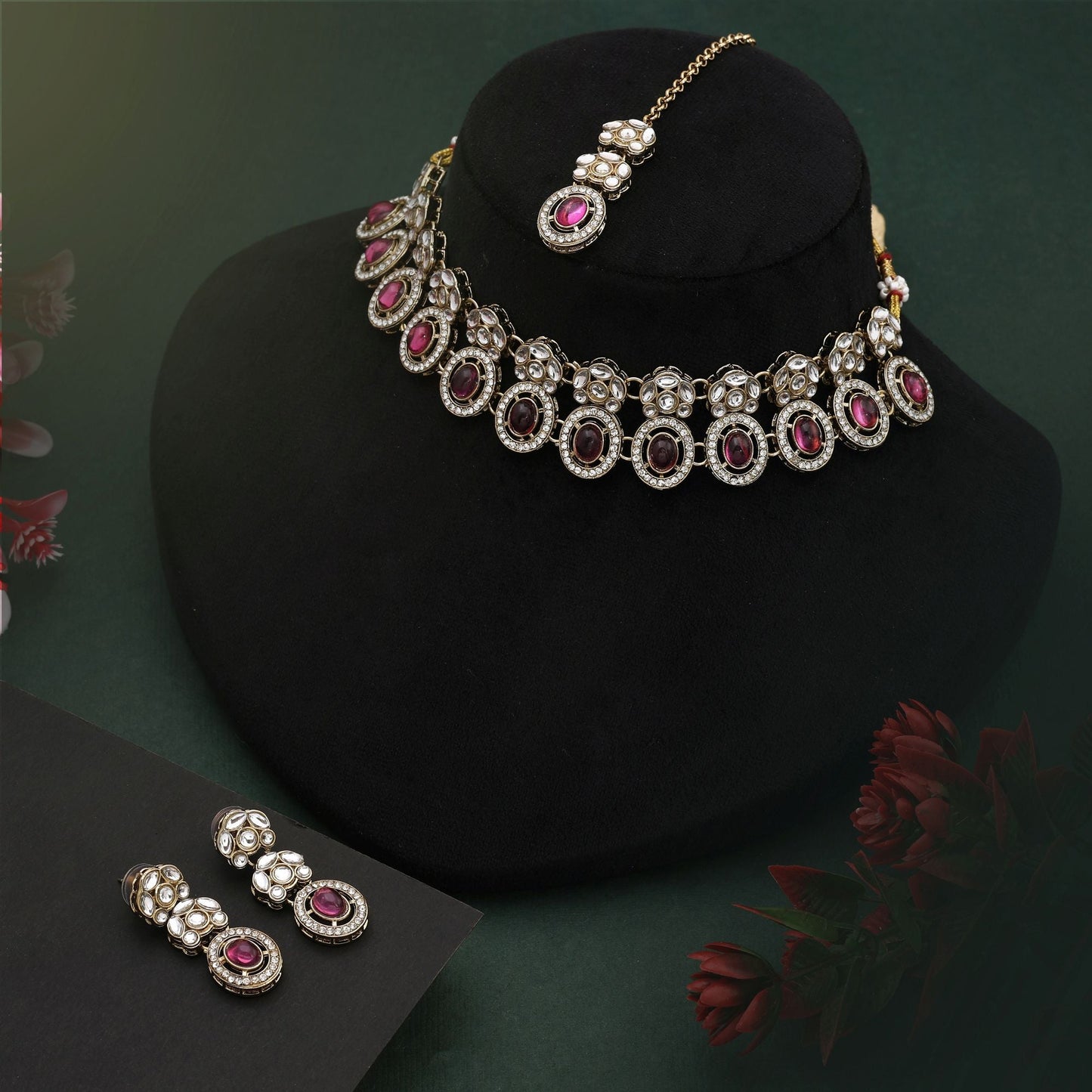 Beautiful Light Purple Color Kundan Necklace Set For Modern Ethnic Party Looks