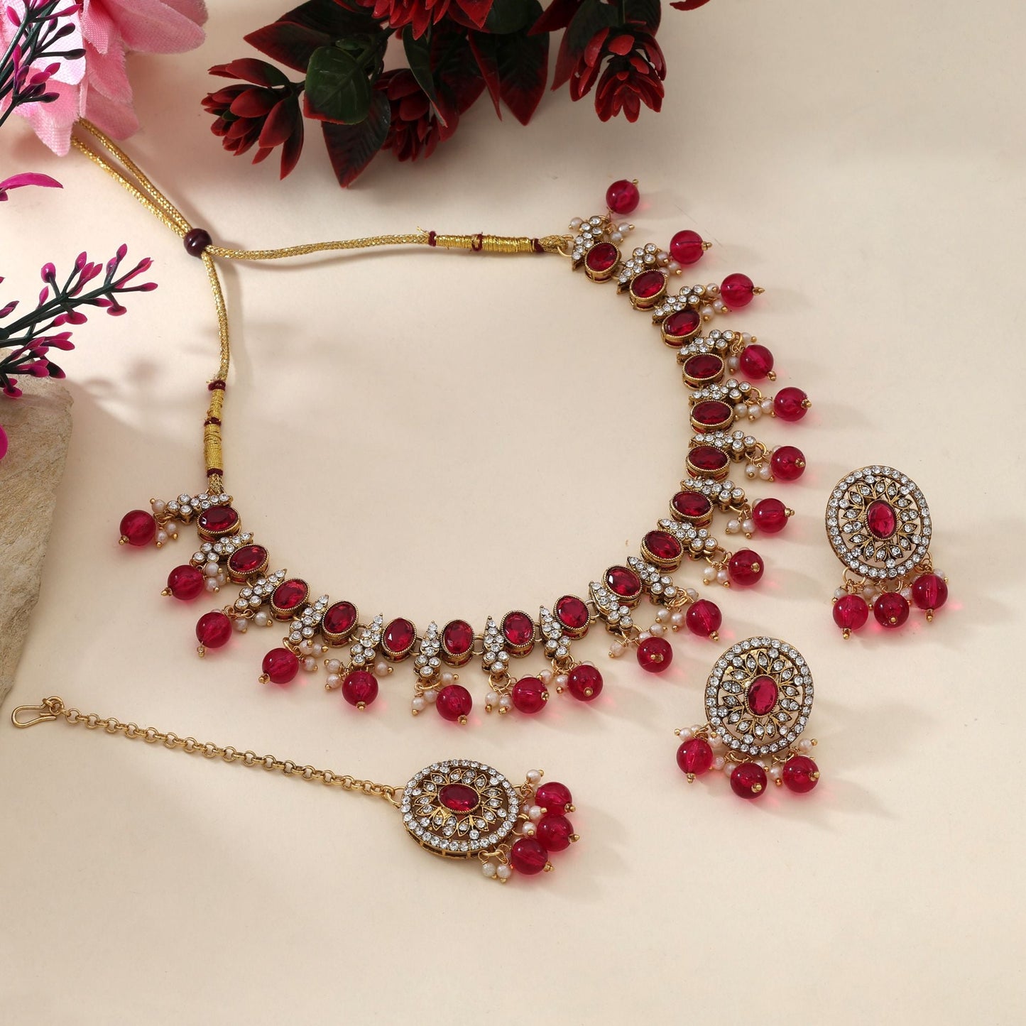 Regal Rani Color Kundan Halsketten-Set, ideal für Braut- und Partykleidung