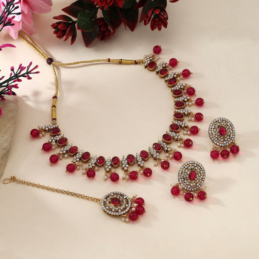 Regal Rani Color Kundan Halsketten-Set, ideal für Braut- und Partykleidung
