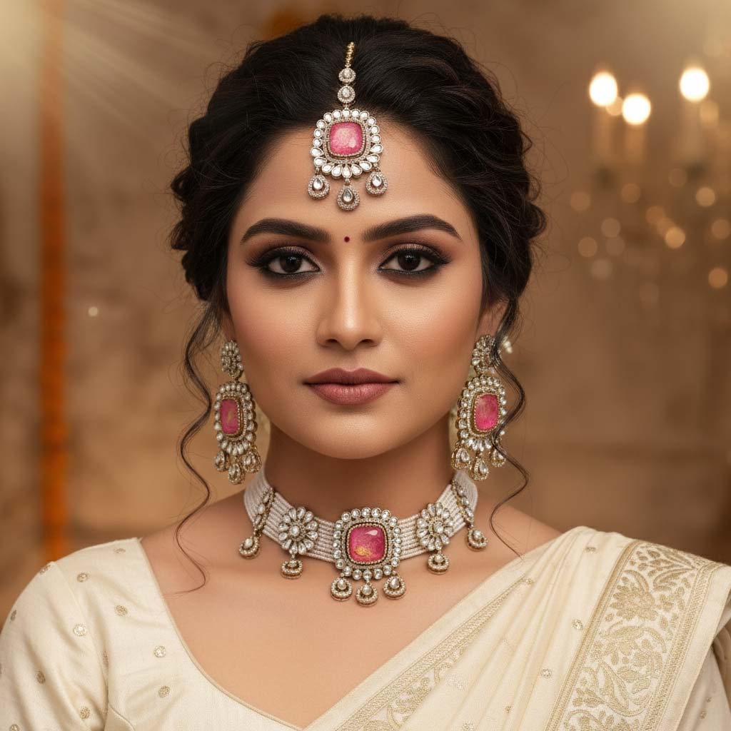 Atemberaubendes Rani Color Choker Kundan Halsketten-Set für einen königlichen und anmutigen Auftritt