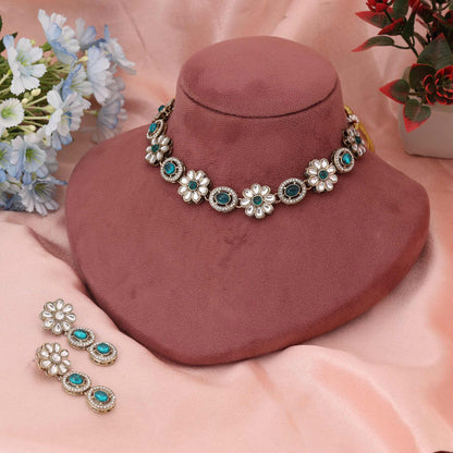 Königliches Rama-grünes Kundan-Halsketten-Set, entworfen, um Ihre ethnische Kollektion aufzuwerten