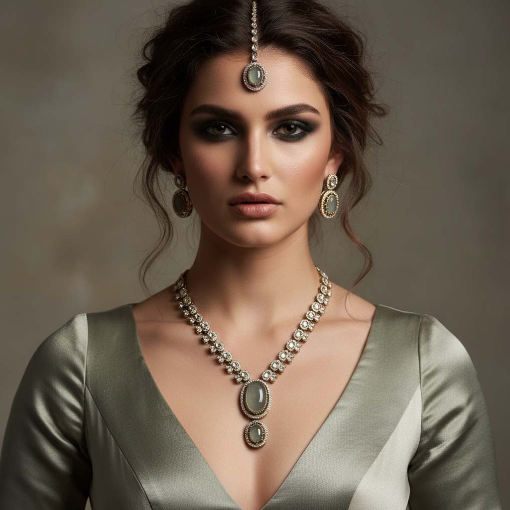 Subtle Off White Color Kundan Necklace Set Perfect For Minimal Yet Radiant Styling