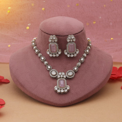 Pink Color Kundan Necklace Set Offering Soft Glam Traditional Beauty