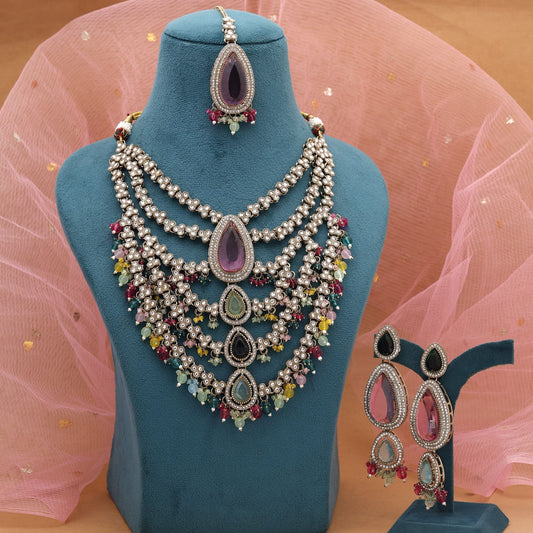 Multi Color Kundan Necklace Set Inspired By Heritage Jewellery Art