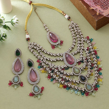 Multi Color Kundan Necklace Set Inspired By Heritage Jewellery Art