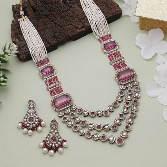 Rani Color Kundan Necklace Set With Royal Bridal Glow