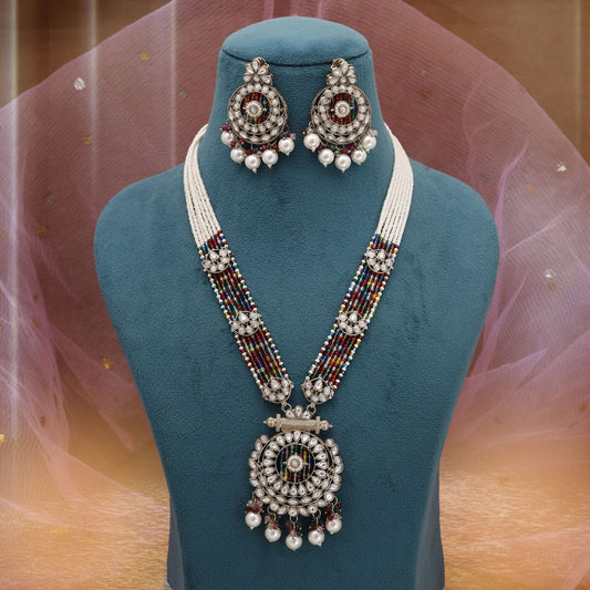 Multi Color Kundan Necklace Set For Wedding Celebration Looks