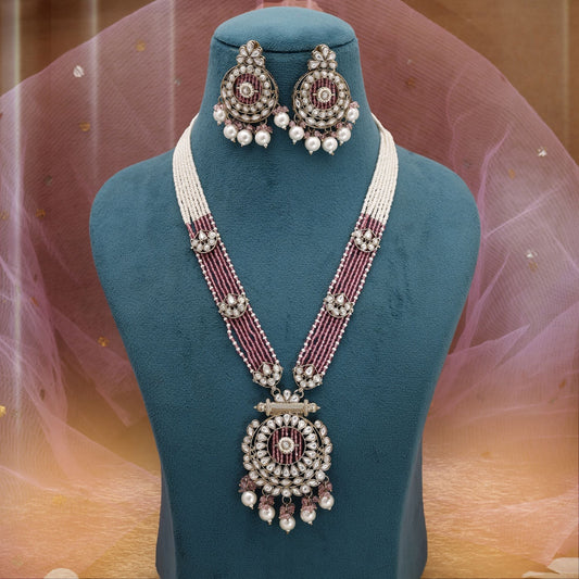 Pink Color Kundan Necklace Set With Soft Glam Traditional Appeal
