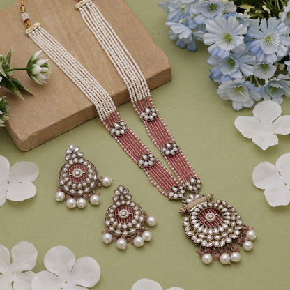 Pink Color Kundan Necklace Set With Soft Glam Traditional Appeal