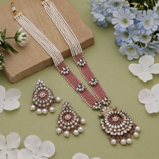 Pink Color Kundan Necklace Set With Soft Glam Traditional Appeal