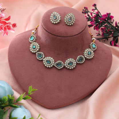 Rama Green Color Kundan Necklace Set Classic Heritage Jewelry With Premium Finish