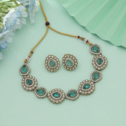 Rama Green Color Kundan Necklace Set Classic Heritage Jewelry With Premium Finish