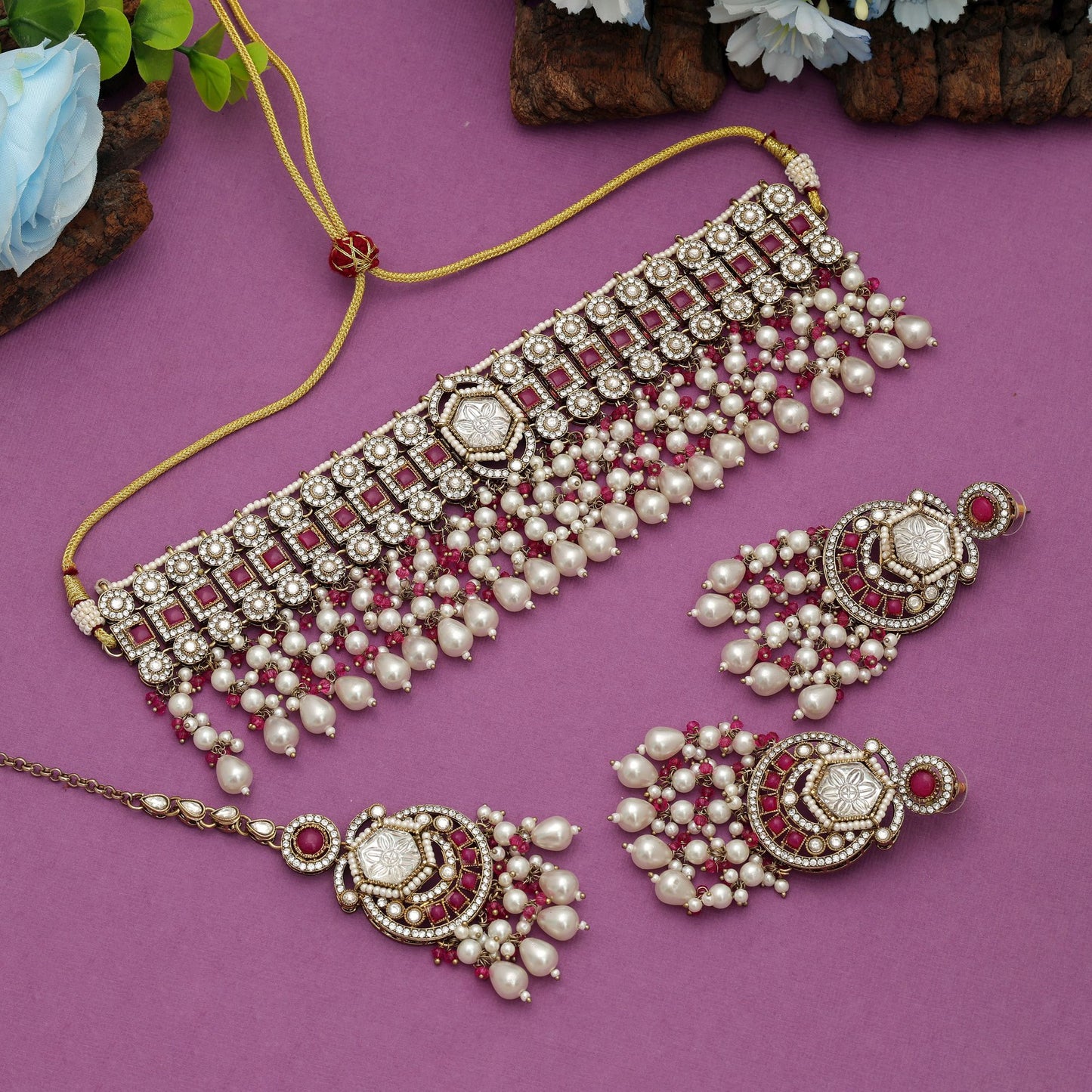 Royal Rani Farb-Choker Kundan Halskette Set Hochzeit Spezialkollektion