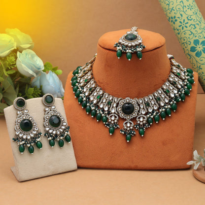 Fresh Green Color Kundan Necklace Set Premium Traditional Collection
