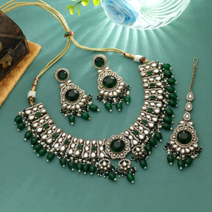 Fresh Green Color Kundan Necklace Set Premium Traditional Collection
