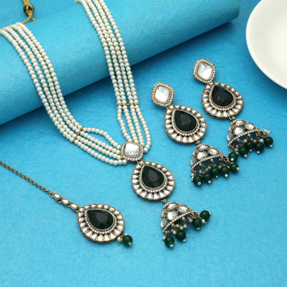Premium Green Color Kundan Necklace Set Wedding Ready Collection