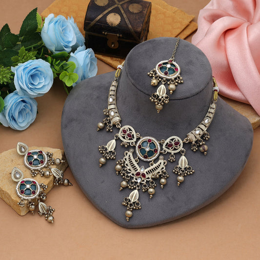 Royal Rani Green Color Kundan Necklace Set Premium Style Collection