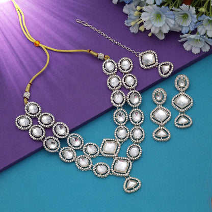 Elegant White Color Kundan Necklace Set With Royal Bridal Ethnic Charm