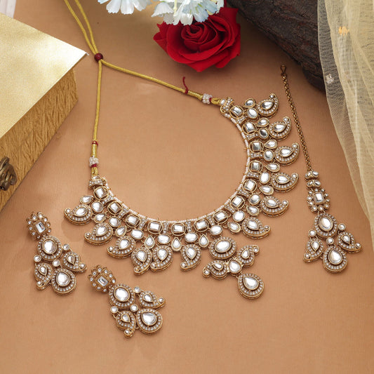 Charming White Color Kundan Necklace Set Inspired By Traditional Jewellery Rani Haar