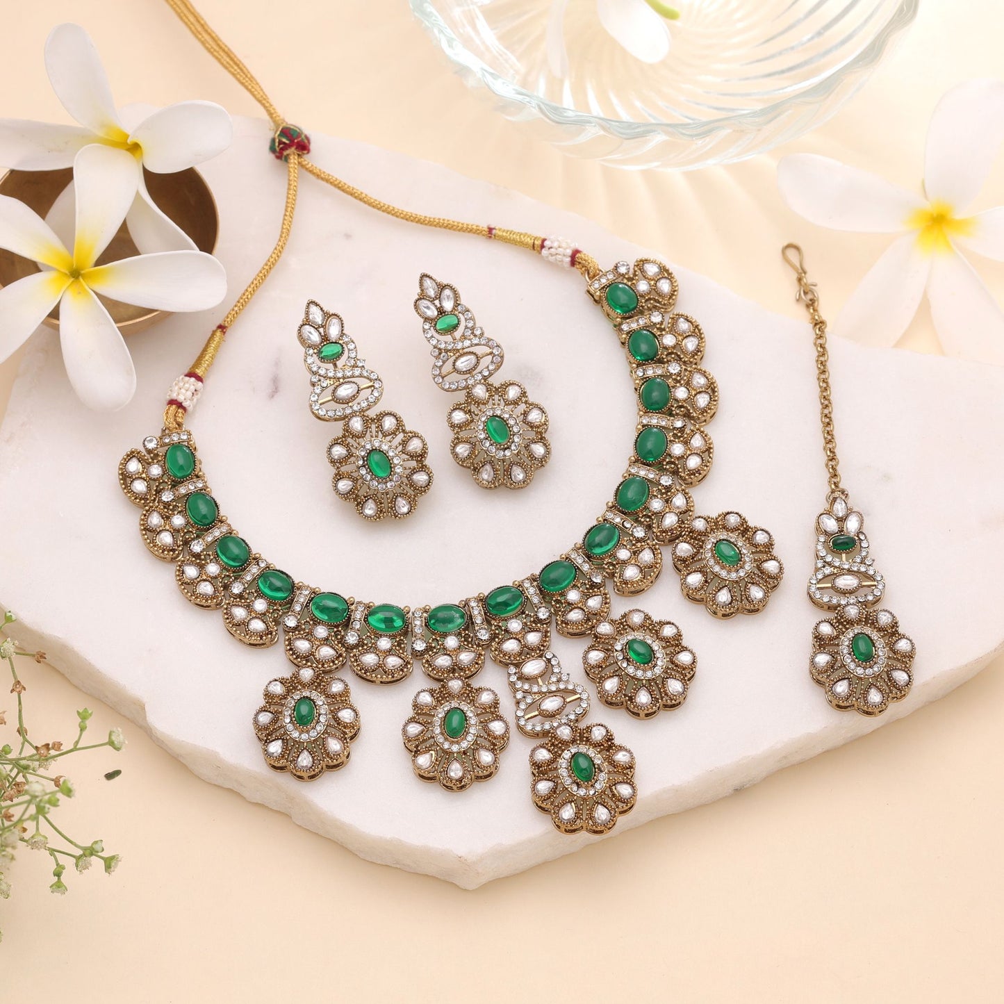 Green Color Kundan Jewellery Set Featuring Premium Ethnic Designer Jewelry Collection