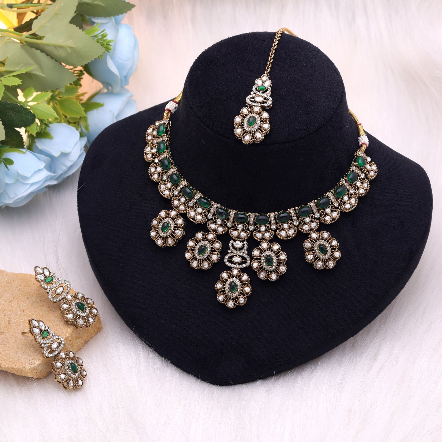 Green Color Kundan Jewellery Set Featuring Premium Ethnic Designer Jewelry Collection