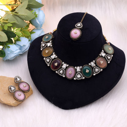 Multi Color Kundan Jewellery Set with Vibrant Handmade Ethnic Jewelry Collection