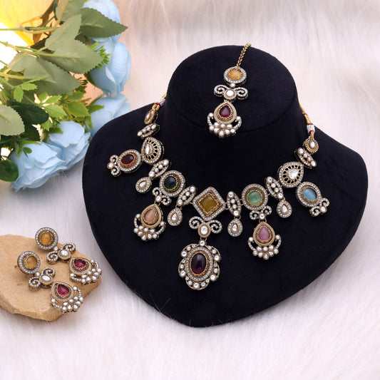 Multi Color Kundan Jewellery Set Featuring Premium Wedding Jewelry Collection