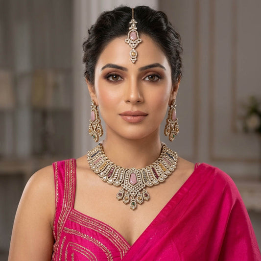Multi Color Kundan Jewellery Set Featuring Royal Handmade Jewelry Fashion Look