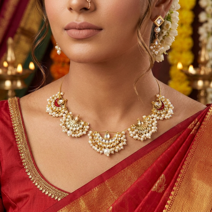 Pink & Marron Color Kundan Necklace Set (FNKN262PM)