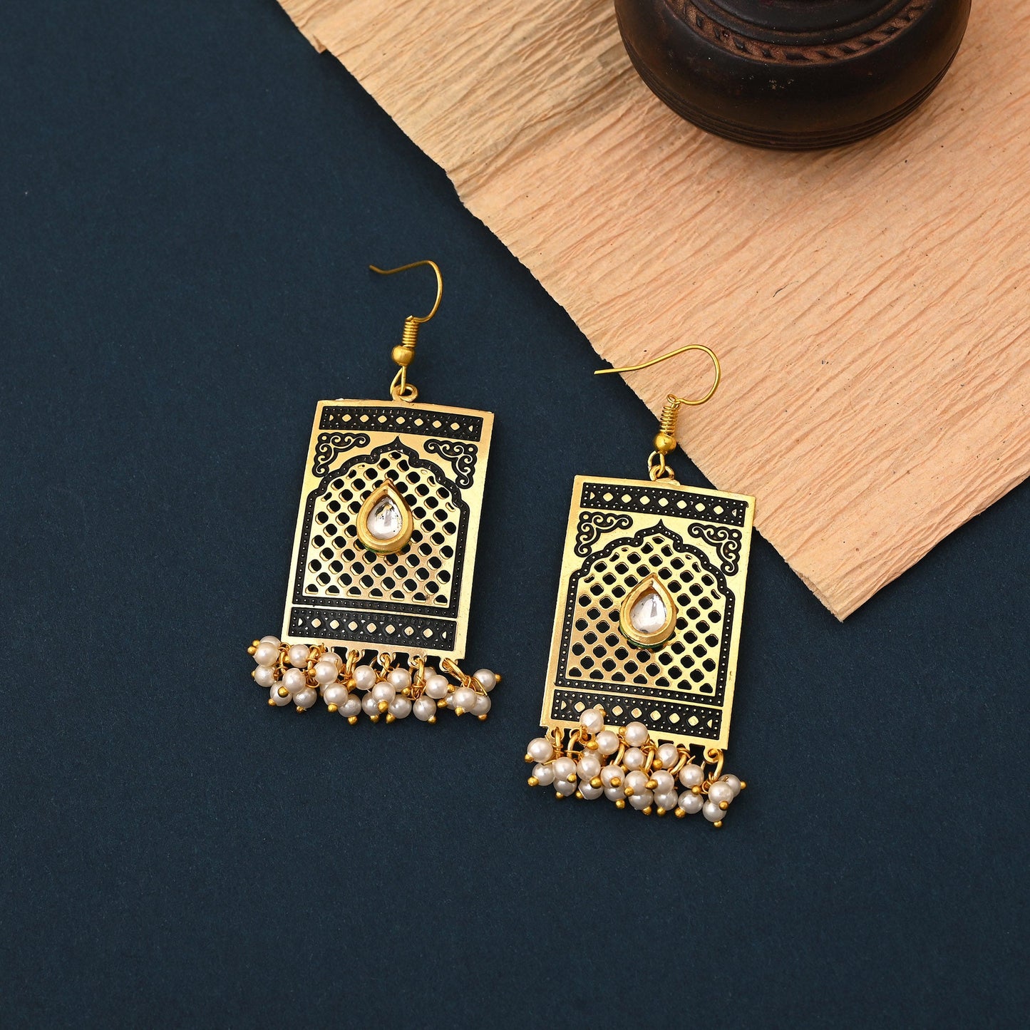 Unique Black Color Meenakari Earrings With Exquisite Detailing For Traditional Fashion Lovers