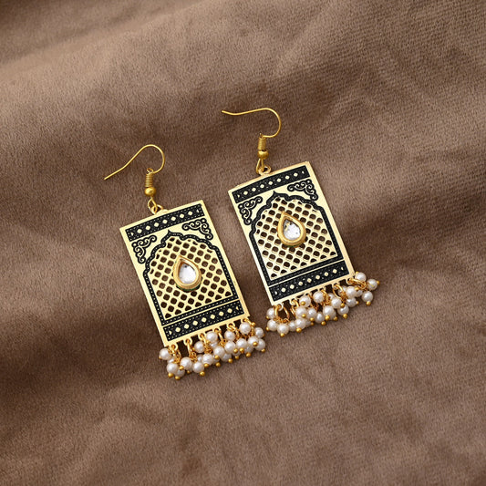 Unique Black Color Meenakari Earrings With Exquisite Detailing For Traditional Fashion Lovers