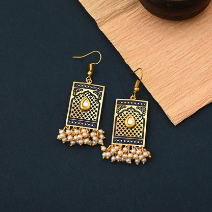 Attractive Blue Color Meenakari Earrings Perfect For Festivals, Parties, And Ethnic Outfits