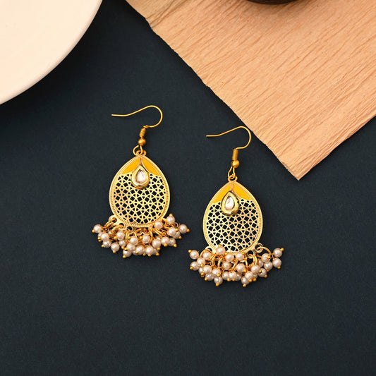 Beautiful Yellow Color Meenakari Earrings Designed For Women’S Ethnic And Festive Jewelry